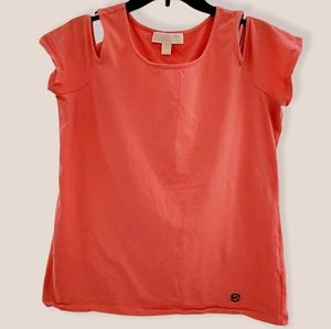 Michael Kors Open Shoulder Coral Cotton Top